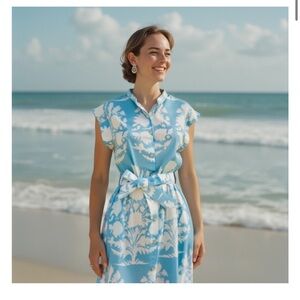 Pick Happy Cap Sleeve Shirt Dress | Tree of Life Morning Mist